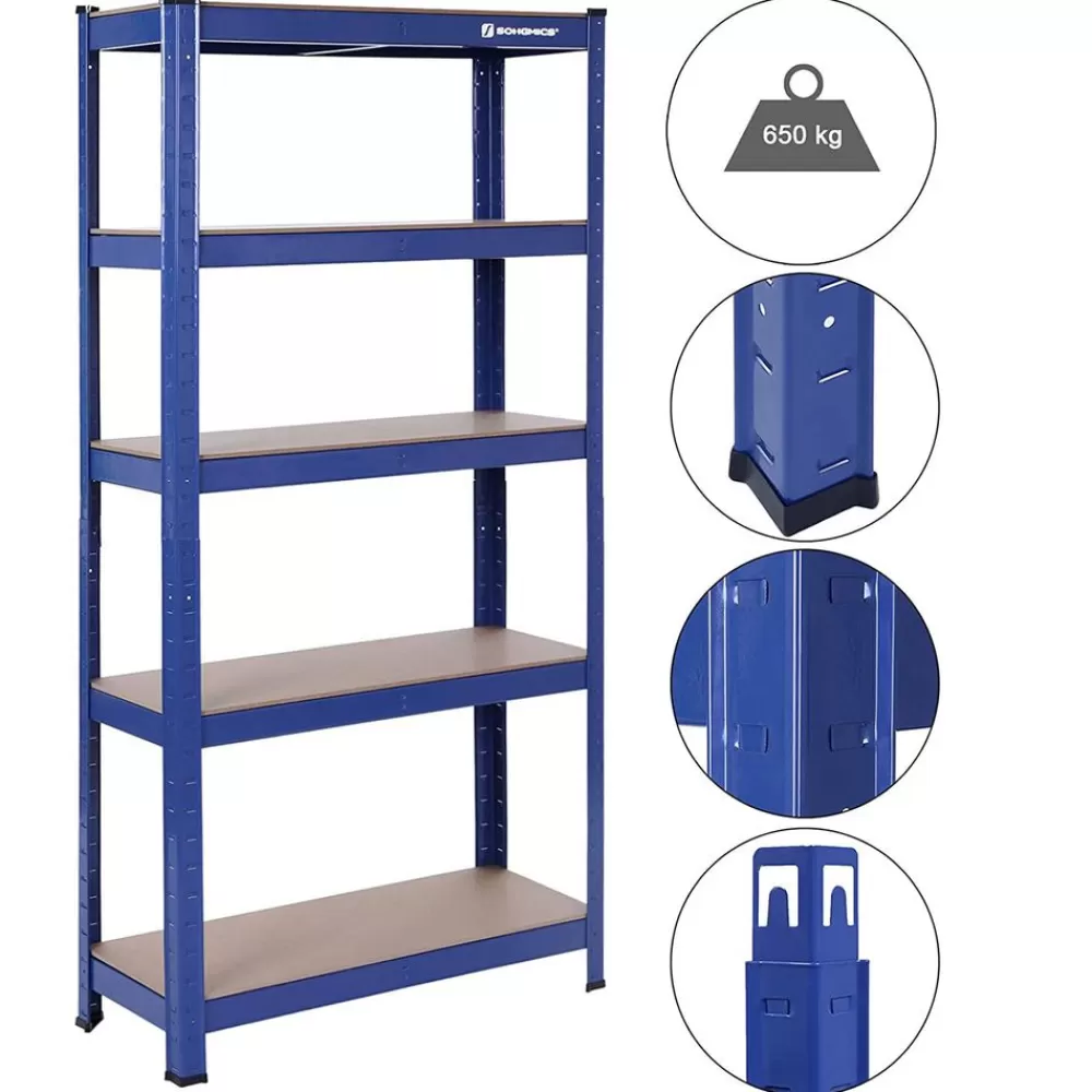 er_set_schwerlastregal__cm_hoch_blau_5.webp Cheap SONGMICS 2er Set Schwerlast-Regal 150 cm hoch blau
