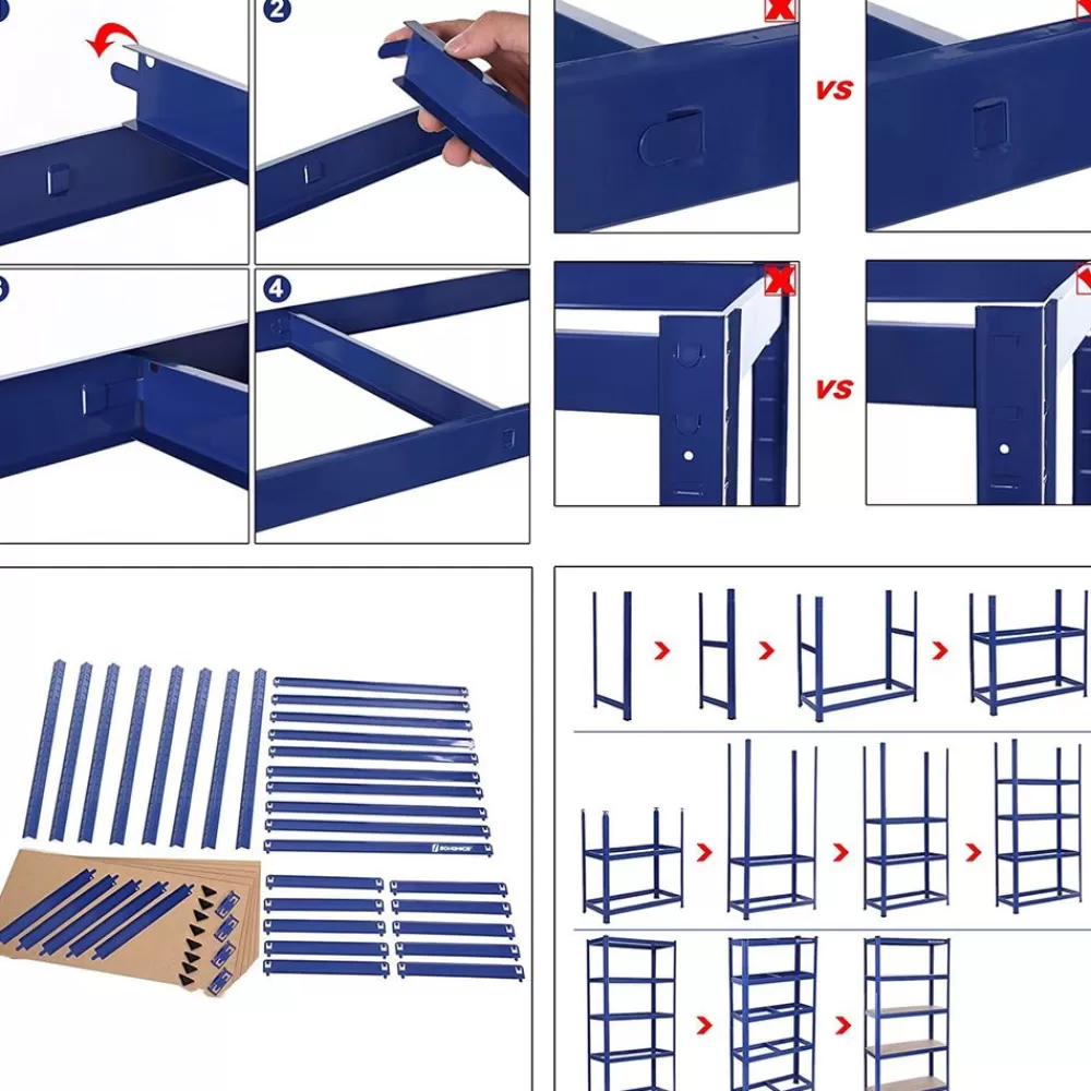 er_set_schwerlastregal__cm_hoch_blau_6.webp Cheap SONGMICS 2er Set Schwerlast-Regal 150 cm hoch blau