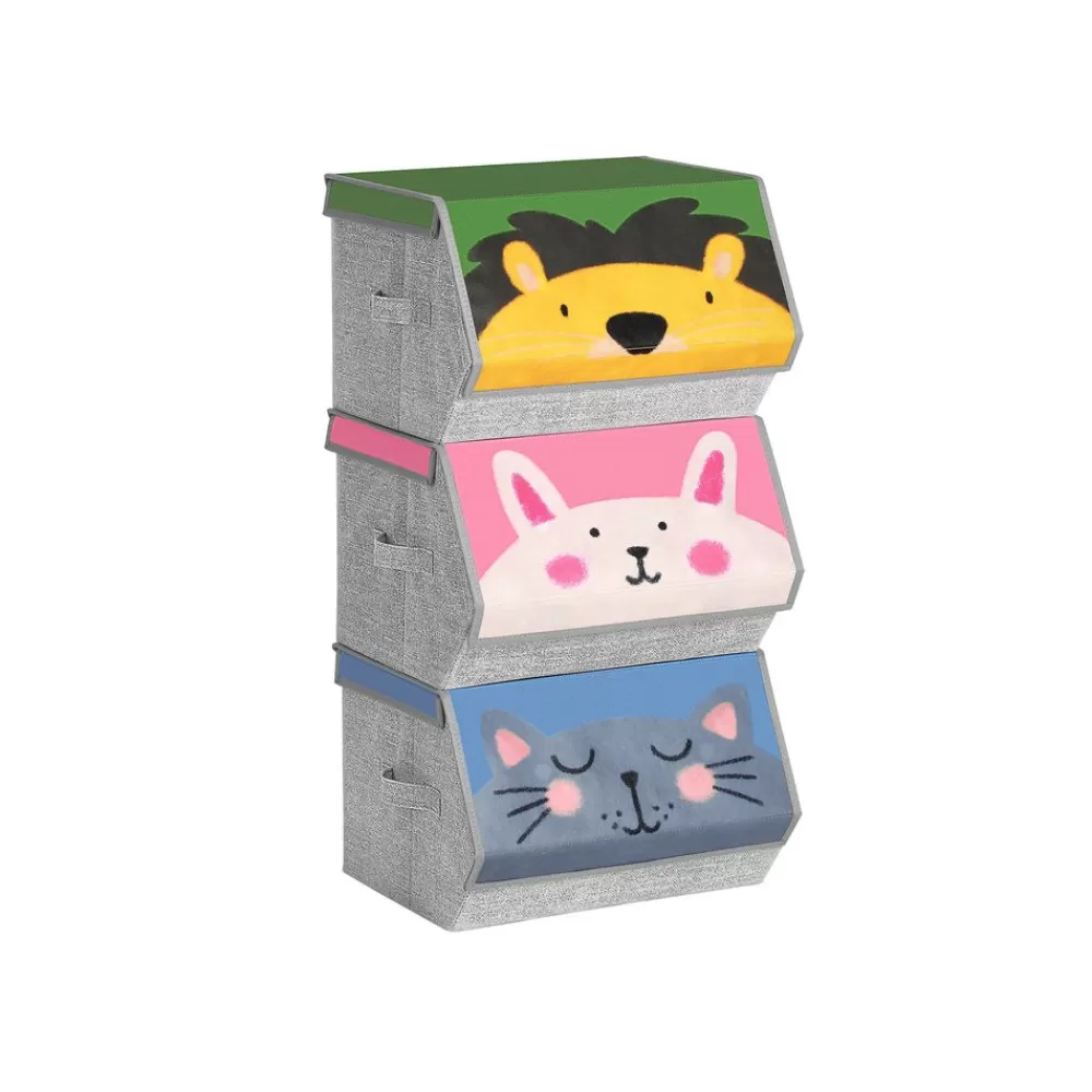 Cheap SONGMICS 3er Set Stoffboxen mit Deckel für Kinder Bunt