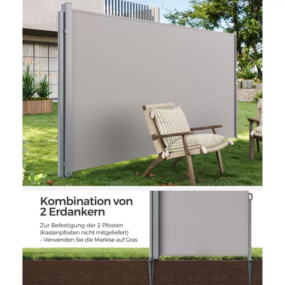 Clearance SONGMICS Erdanker für Standpfosten von Seitenmarkisen Grau
