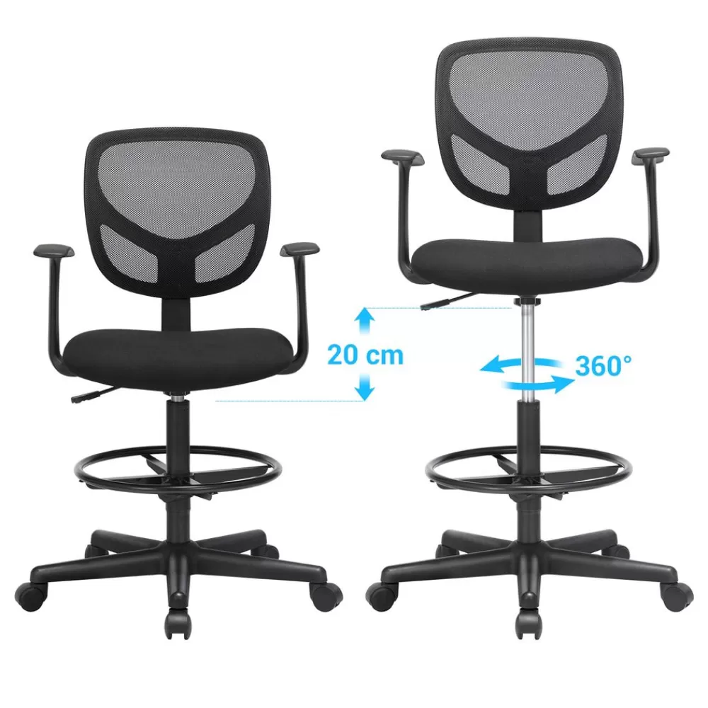 Sale SONGMICS Ergonomischer Bürostuhl mit Armlehnen Schwarz