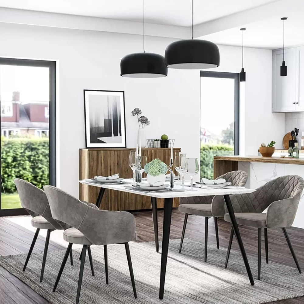 Online SONGMICS Esszimmerstuhl Samt Grau