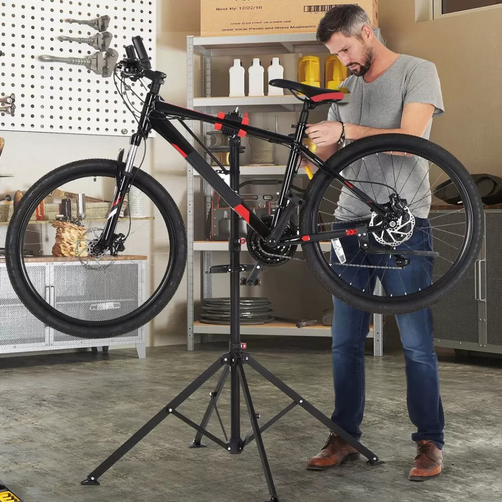 New SONGMICS Fahrradmontageständer Schwarz-Rot
