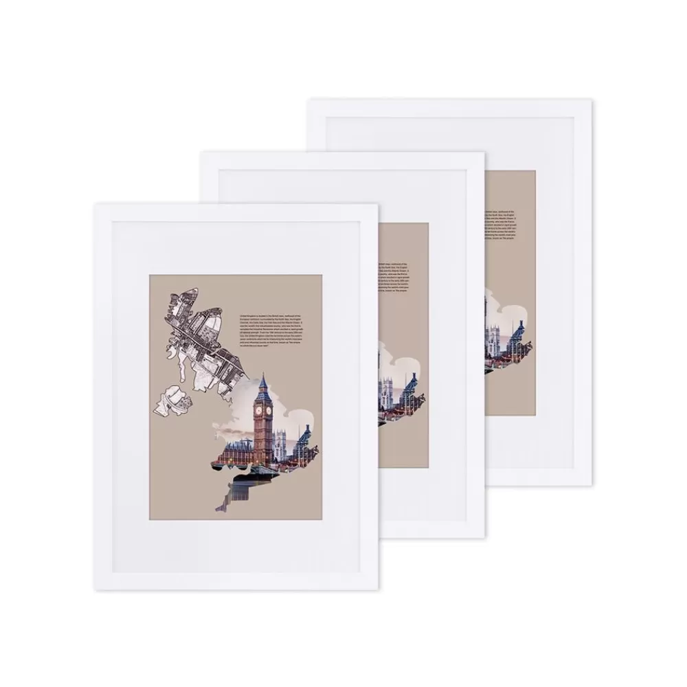 Store SONGMICS Fotorahmen 3 Stück mit Passepartout