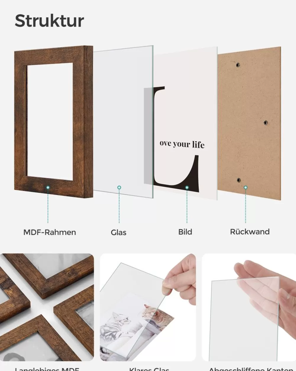 fotorahmen_fr__x__cm_bilder_wanddeko_10.webp Clearance SONGMICS 12 Fotorahmen für 10 x 15 cm Bilder Wanddeko