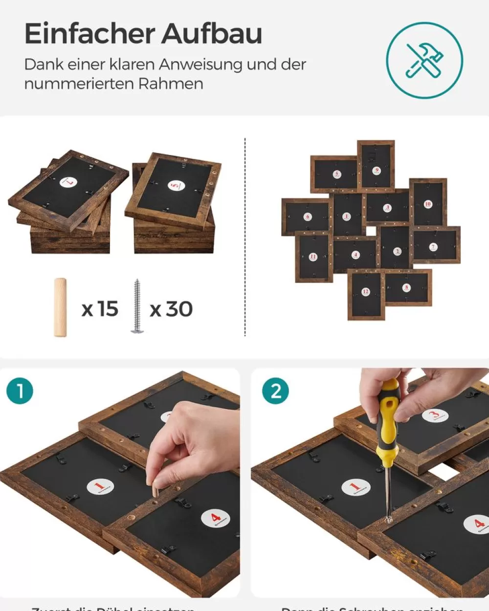 fotorahmen_fr__x__cm_bilder_wanddeko_12.webp Clearance SONGMICS 12 Fotorahmen für 10 x 15 cm Bilder Wanddeko