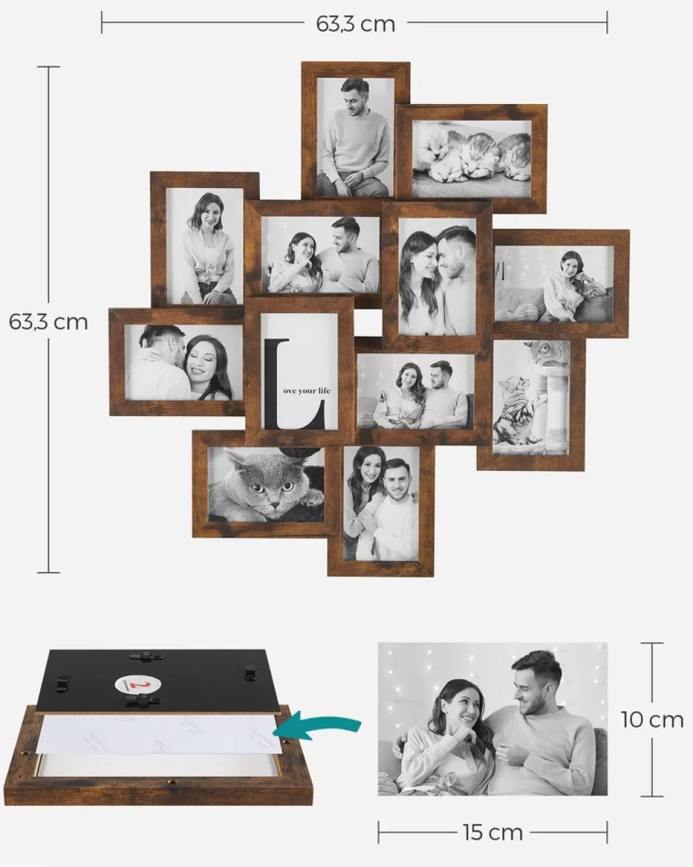 fotorahmen_fr__x__cm_bilder_wanddeko_13.webp Clearance SONGMICS 12 Fotorahmen für 10 x 15 cm Bilder Wanddeko