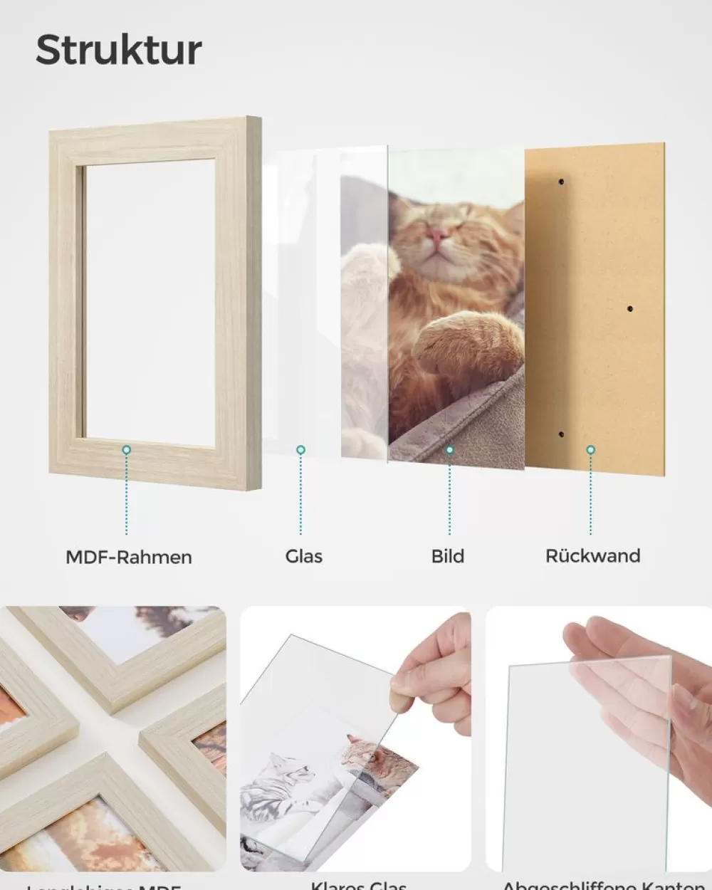 fotorahmen_fr__x__cm_bilder_wanddeko_2.webp Clearance SONGMICS 12 Fotorahmen für 10 x 15 cm Bilder Wanddeko
