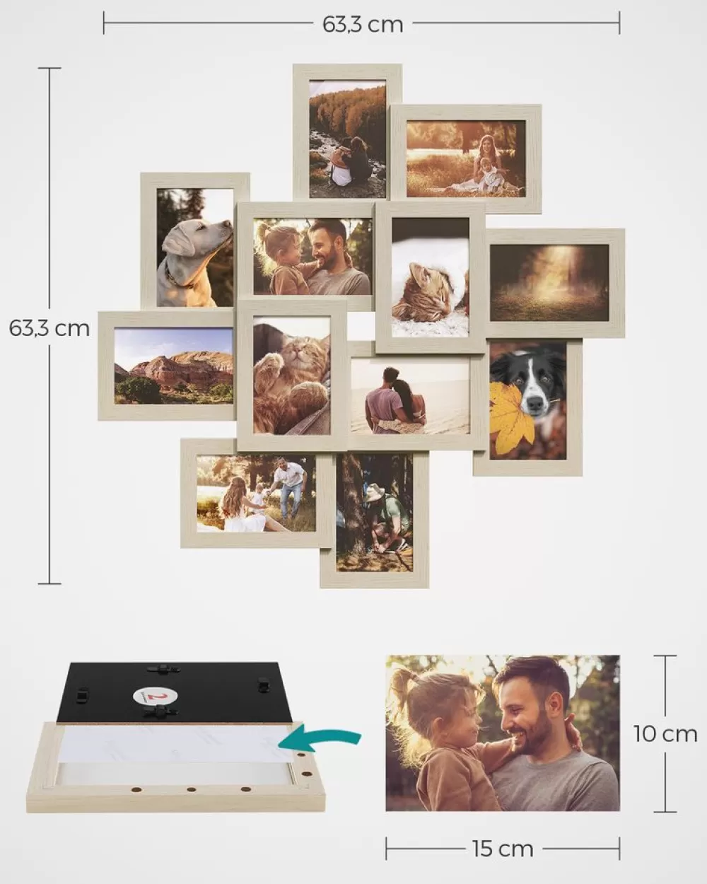 fotorahmen_fr__x__cm_bilder_wanddeko_5.webp Clearance SONGMICS 12 Fotorahmen für 10 x 15 cm Bilder Wanddeko