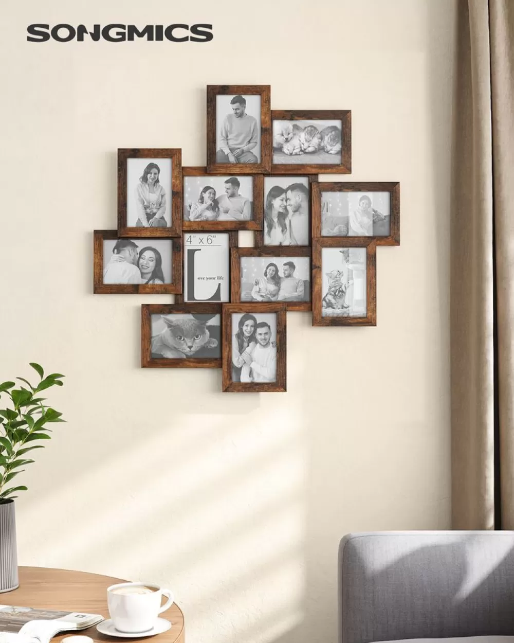 fotorahmen_fr__x__cm_bilder_wanddeko_9.webp Clearance SONGMICS 12 Fotorahmen für 10 x 15 cm Bilder Wanddeko