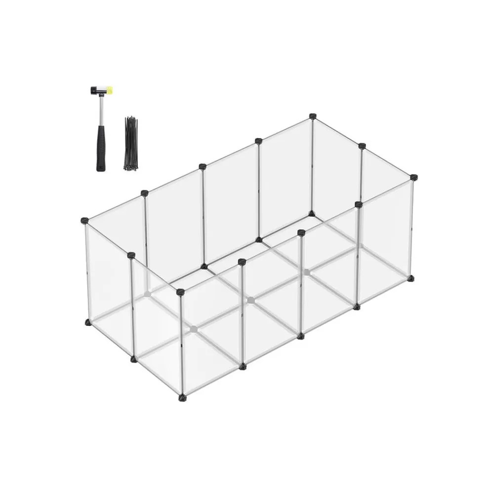 Best SONGMICS Freigehege mit Bodenplatten Kunststoff grau