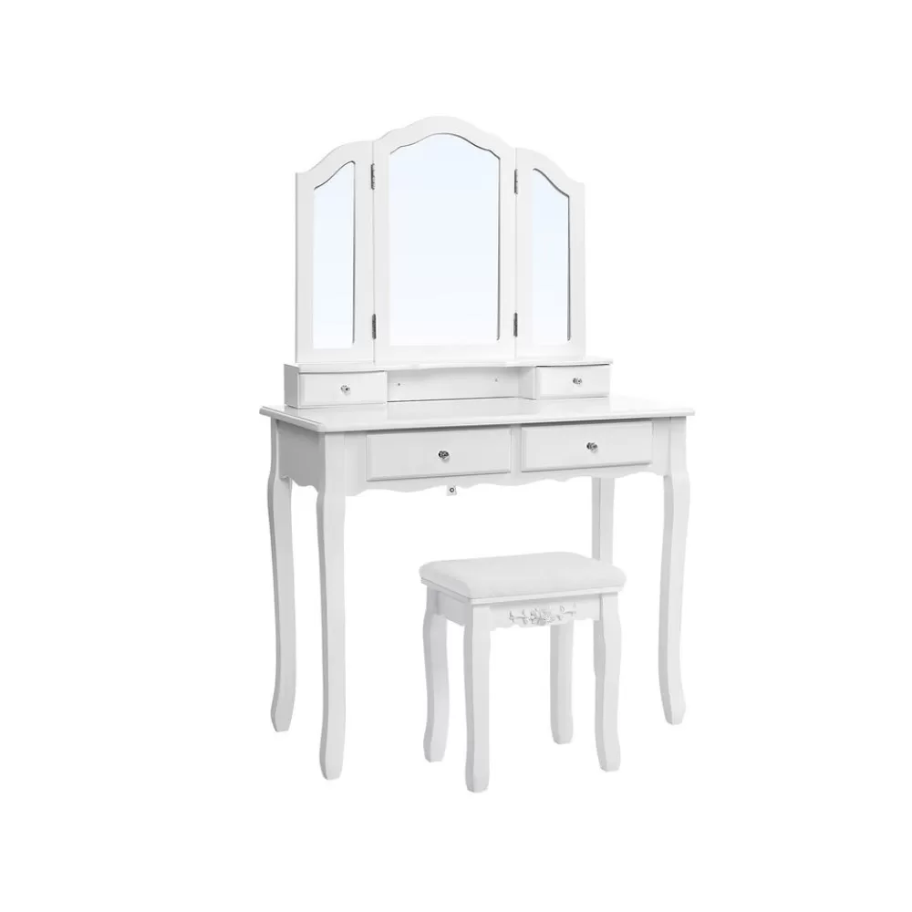 Shop SONGMICS Frisiertisch mit Klappspiegel und Hocker