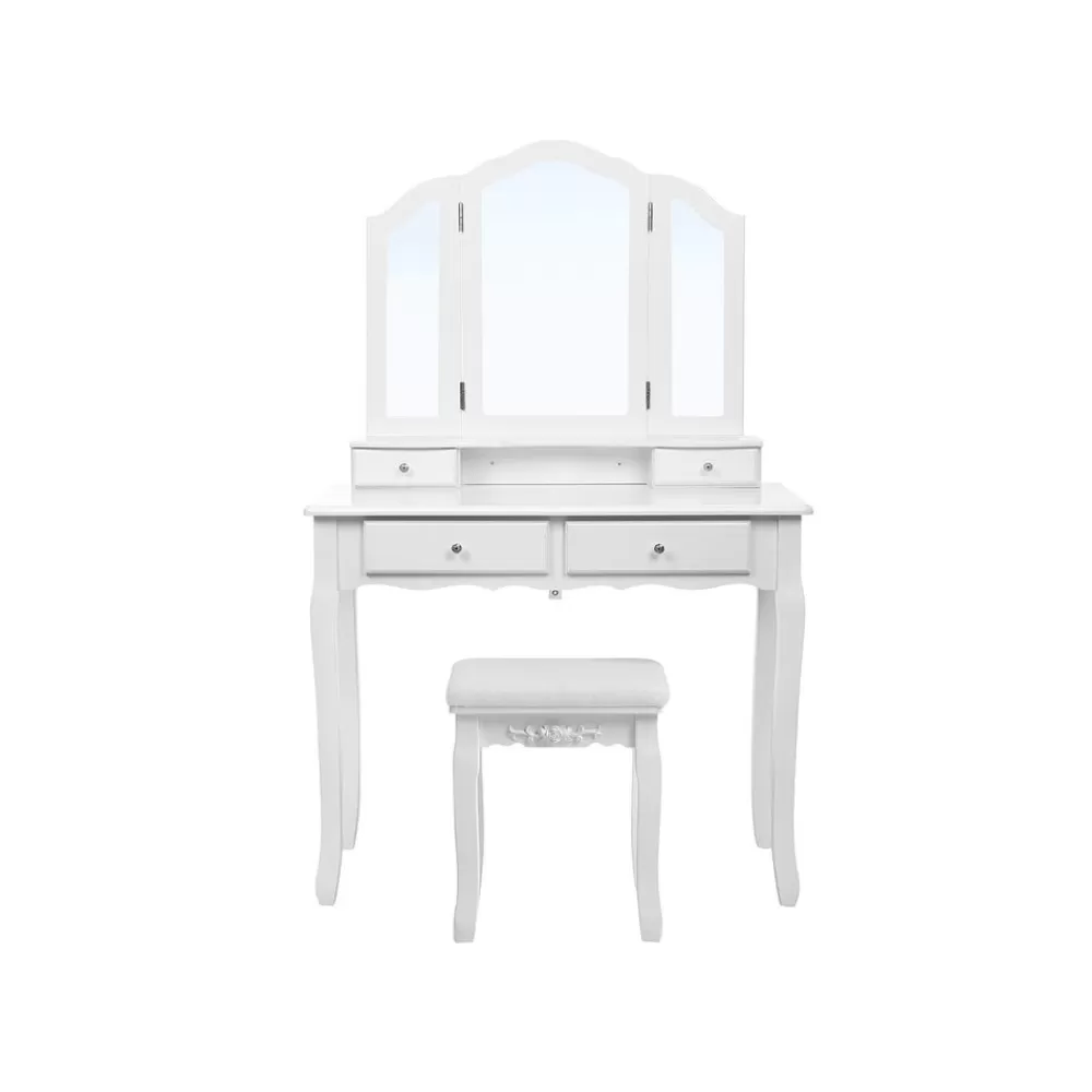 Shop SONGMICS Frisiertisch mit Klappspiegel und Hocker