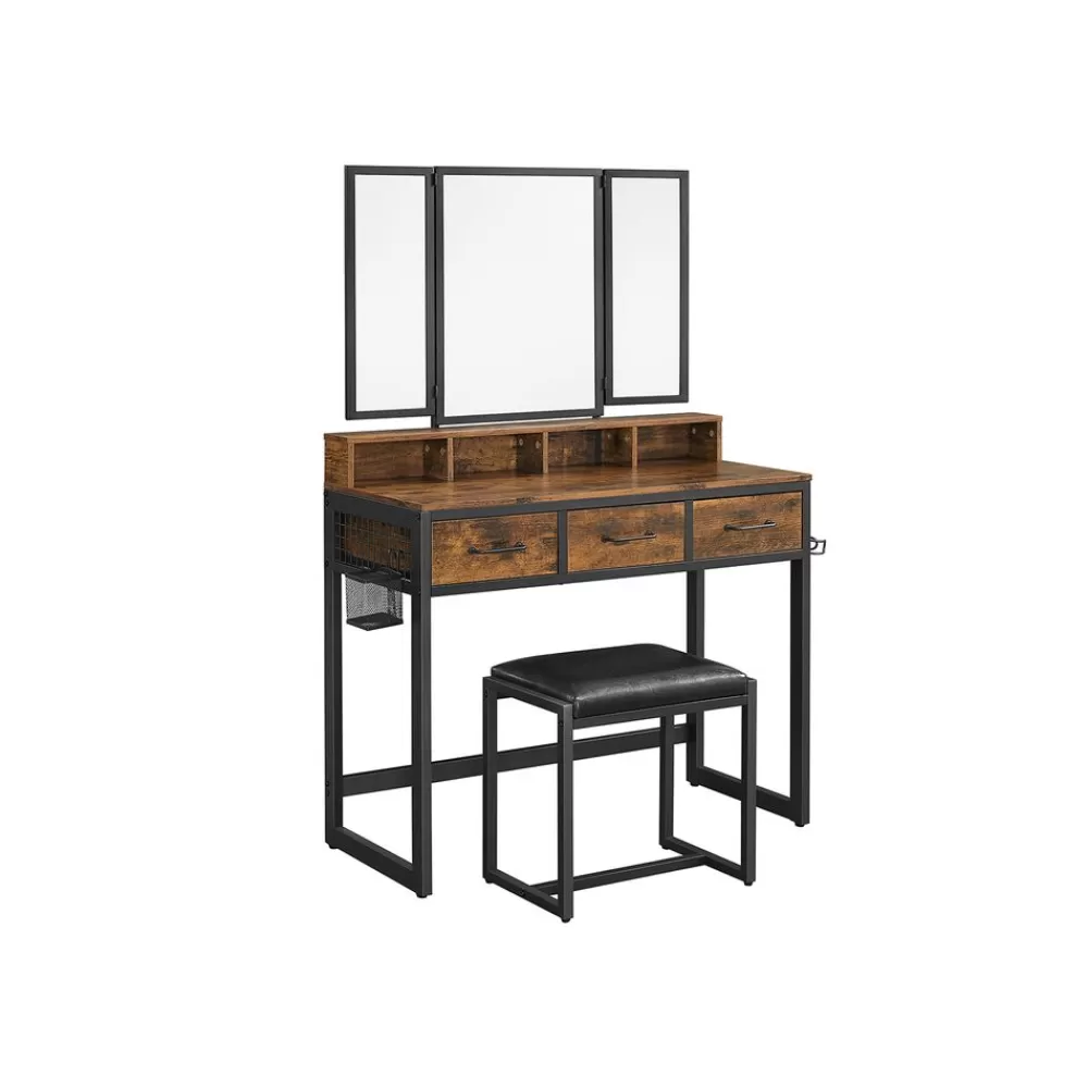 Cheap SONGMICS Frisiertisch mit 3-teiligem Klappspiegel