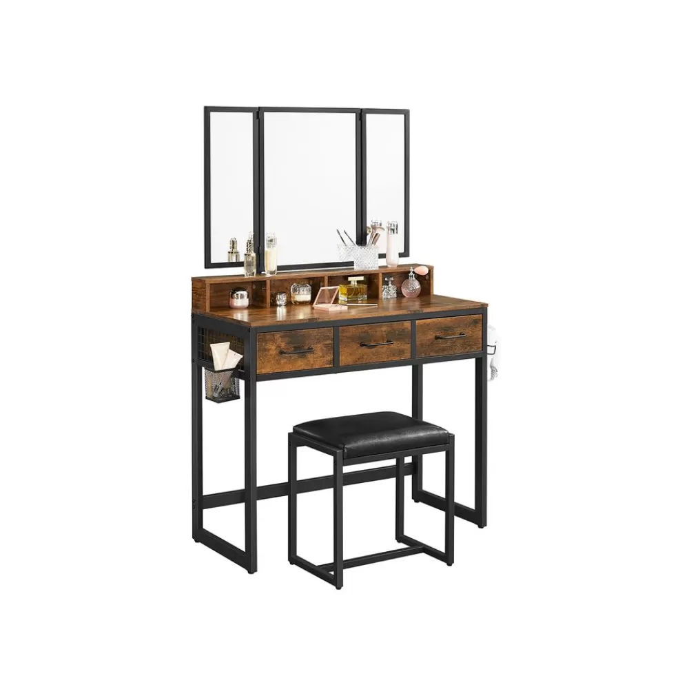 Cheap SONGMICS Frisiertisch mit 3-teiligem Klappspiegel