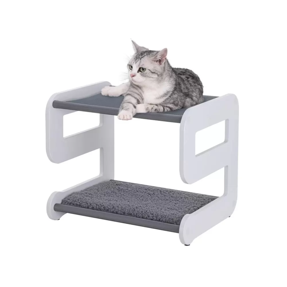 Cheap SONGMICS 9-förmiges Katzenbett Grau-Weiß