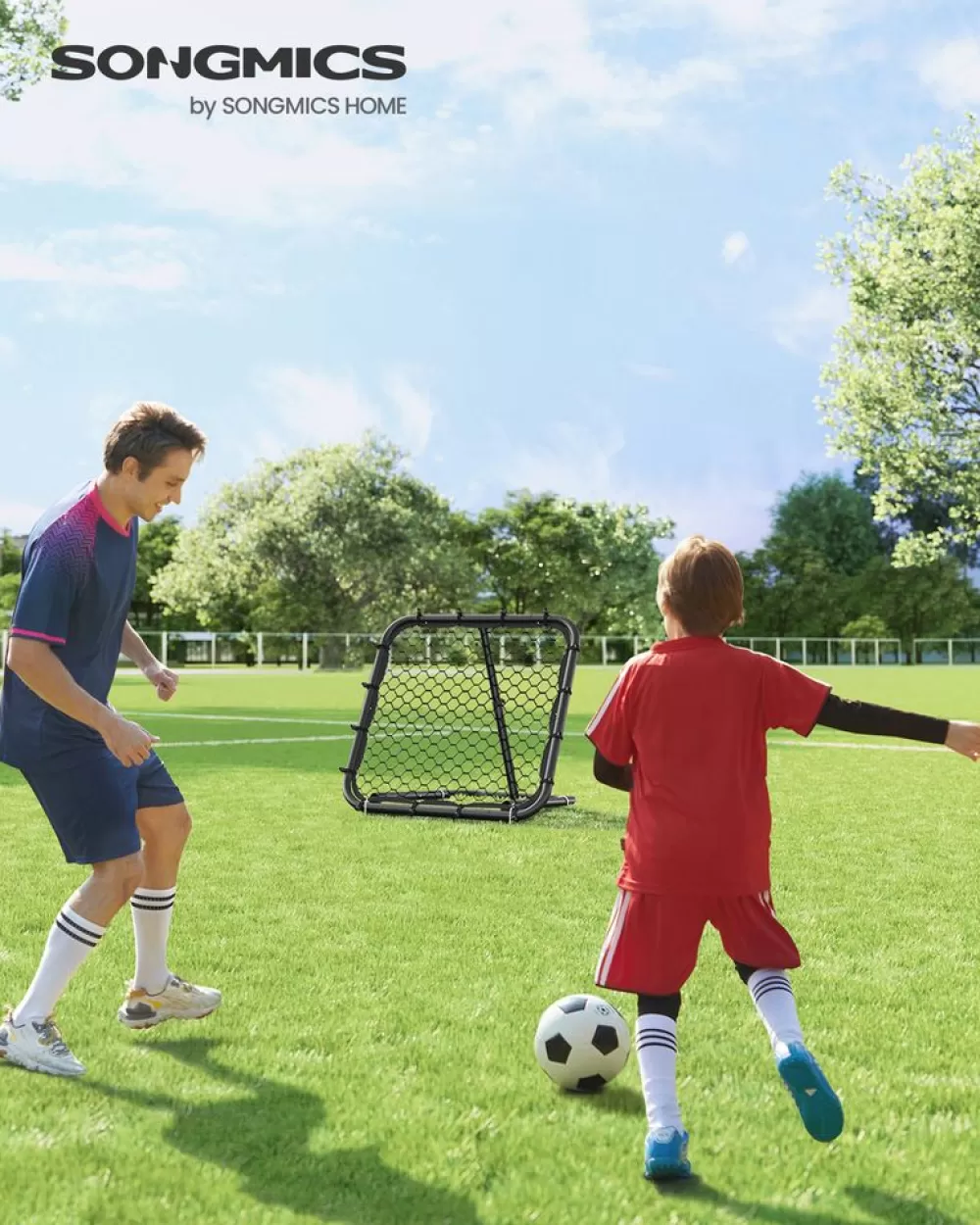 New SONGMICS Fußballtor mit Stahlrahmen für Kinder Tintenschwarz