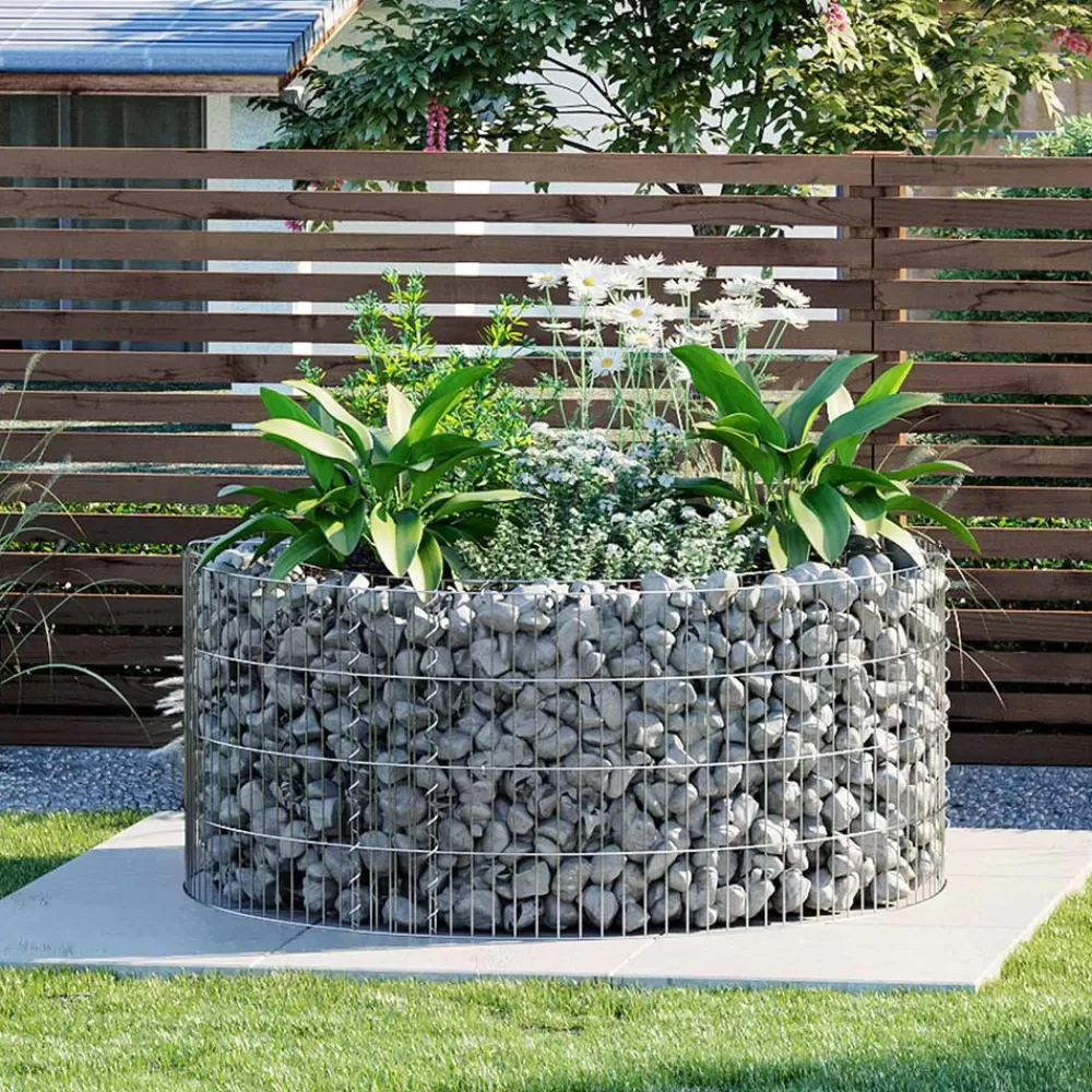 Flash Sale SONGMICS Gabione Ø 90 cm, Höhe 40 cm silber