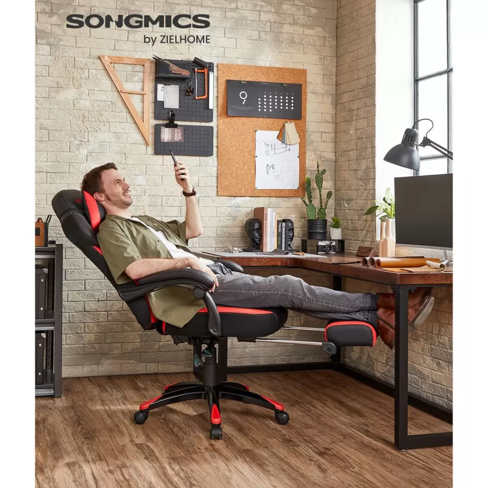 Cheap SONGMICS Gamingstuhl Kunstleder Schwarz-Rot