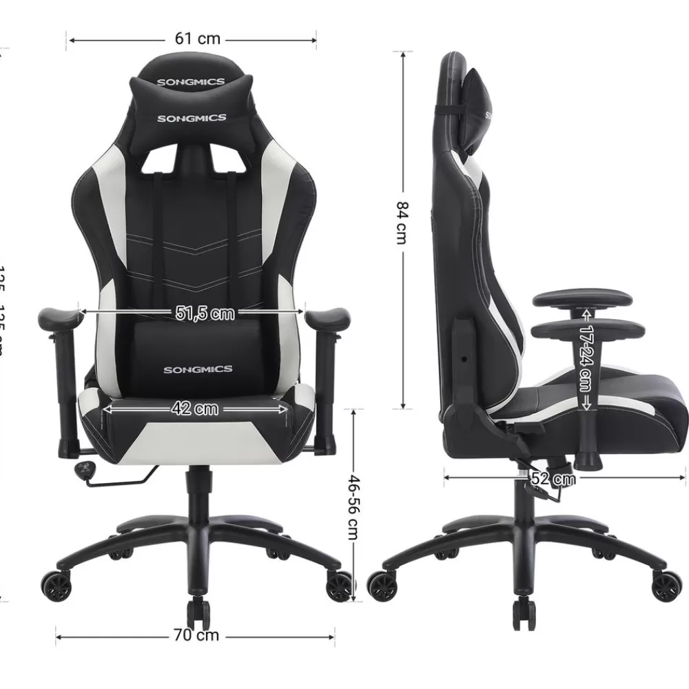 Store SONGMICS Gamingstuhl Kunstleder Schwarz-Weiß