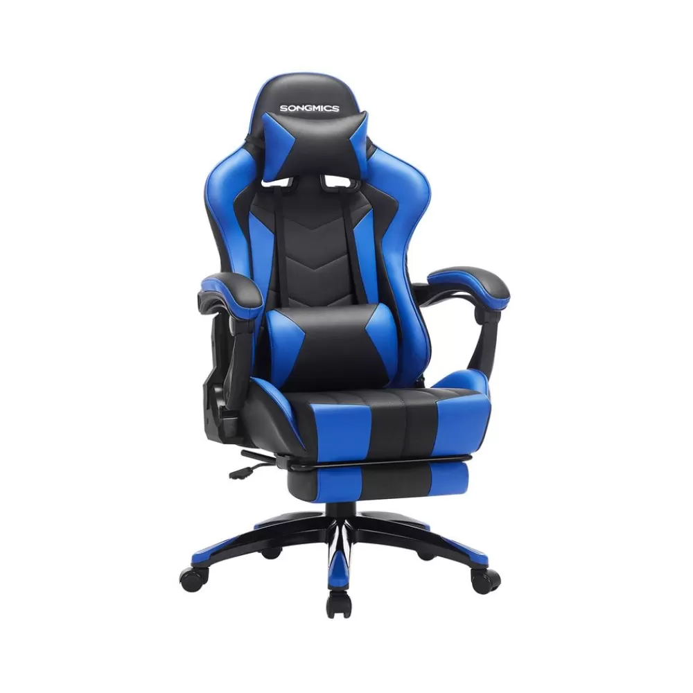 Best Sale SONGMICS Gamingstuhl mit Fußstütze -Blau Schwarz