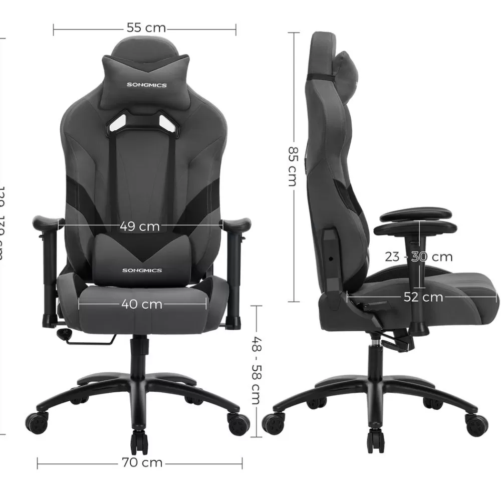 Discount SONGMICS Gamingstuhl mit Lendenkissen Grau