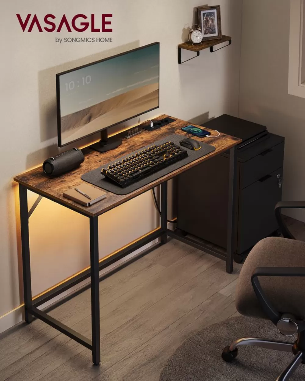 Best SONGMICS Gaming-Tisch mit LED-Beleuchtung