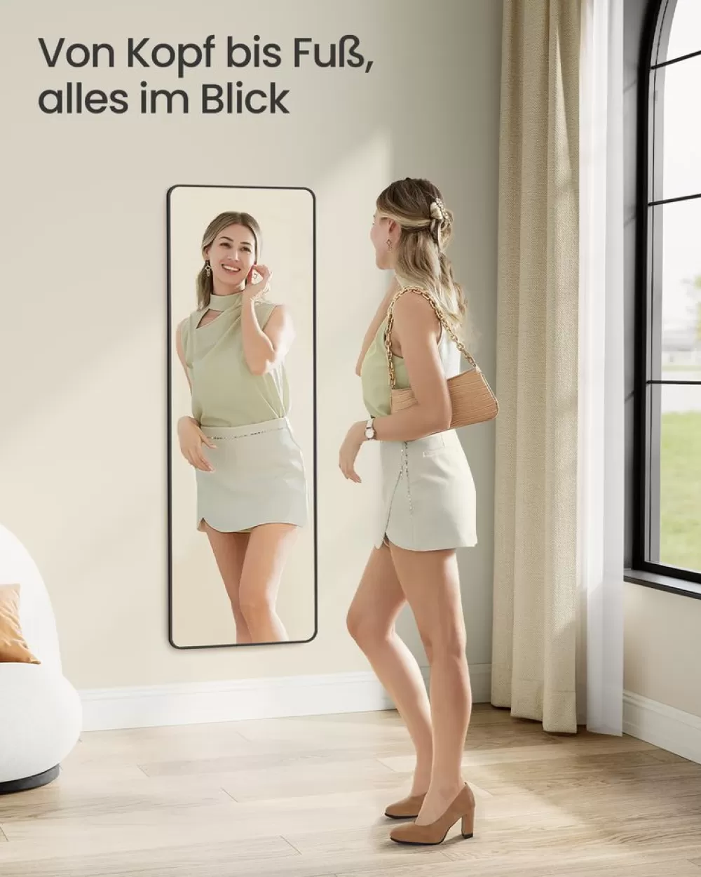 Best Sale SONGMICS Ganzkörperspiegel 120 x 40 cm rechteckig tintenschwarz