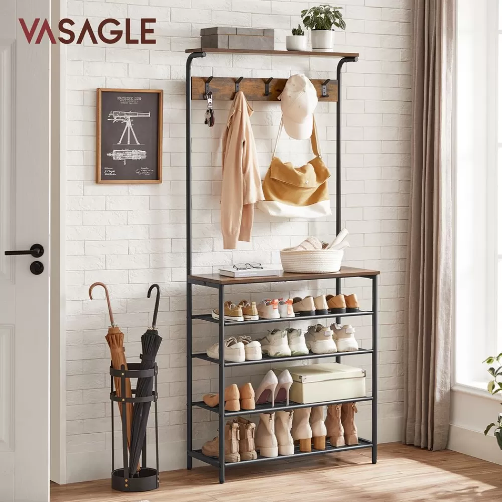 Online SONGMICS Garderobenständer mit Schuhregal vintagebraun-schwarz