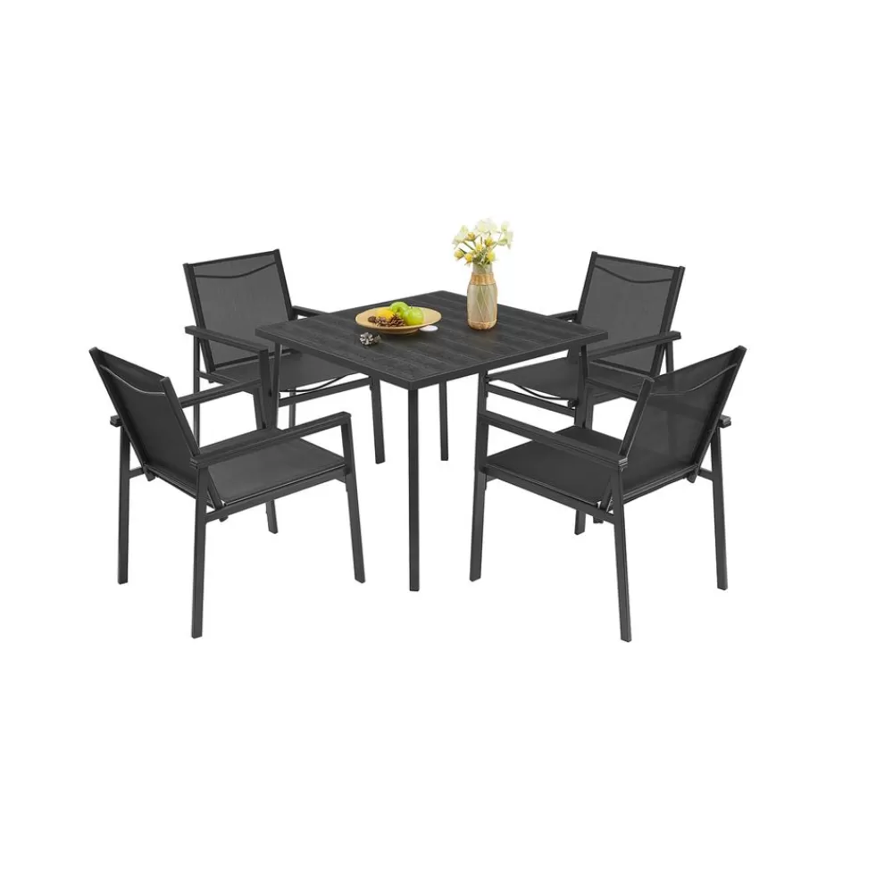 New SONGMICS Gartenmöbel-Set 4 Stühle mit Tisch