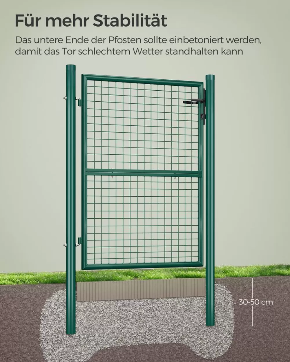 gartentor_aus_verzinktem_stahl_grn_2.webp Clearance SONGMICS Gartentor aus verzinktem Stahl grün