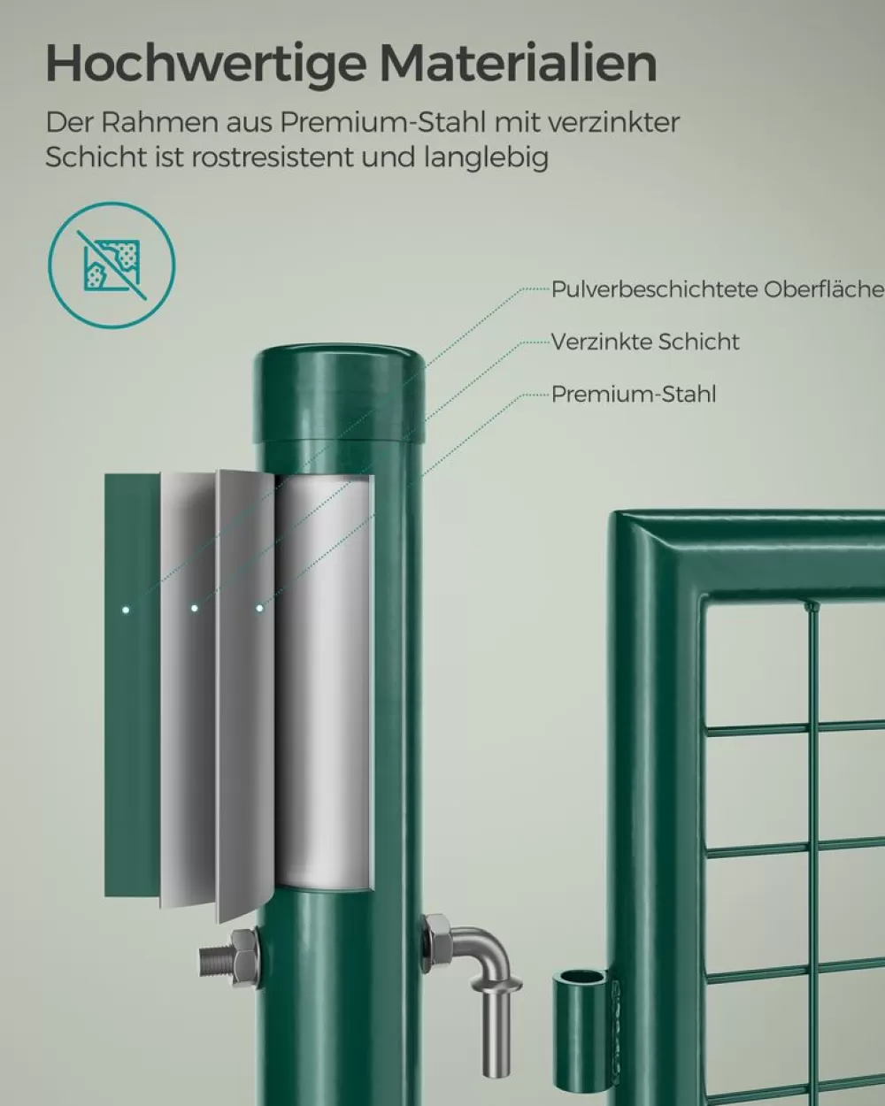 gartentor_aus_verzinktem_stahl_grn_4.webp Clearance SONGMICS Gartentor aus verzinktem Stahl grün