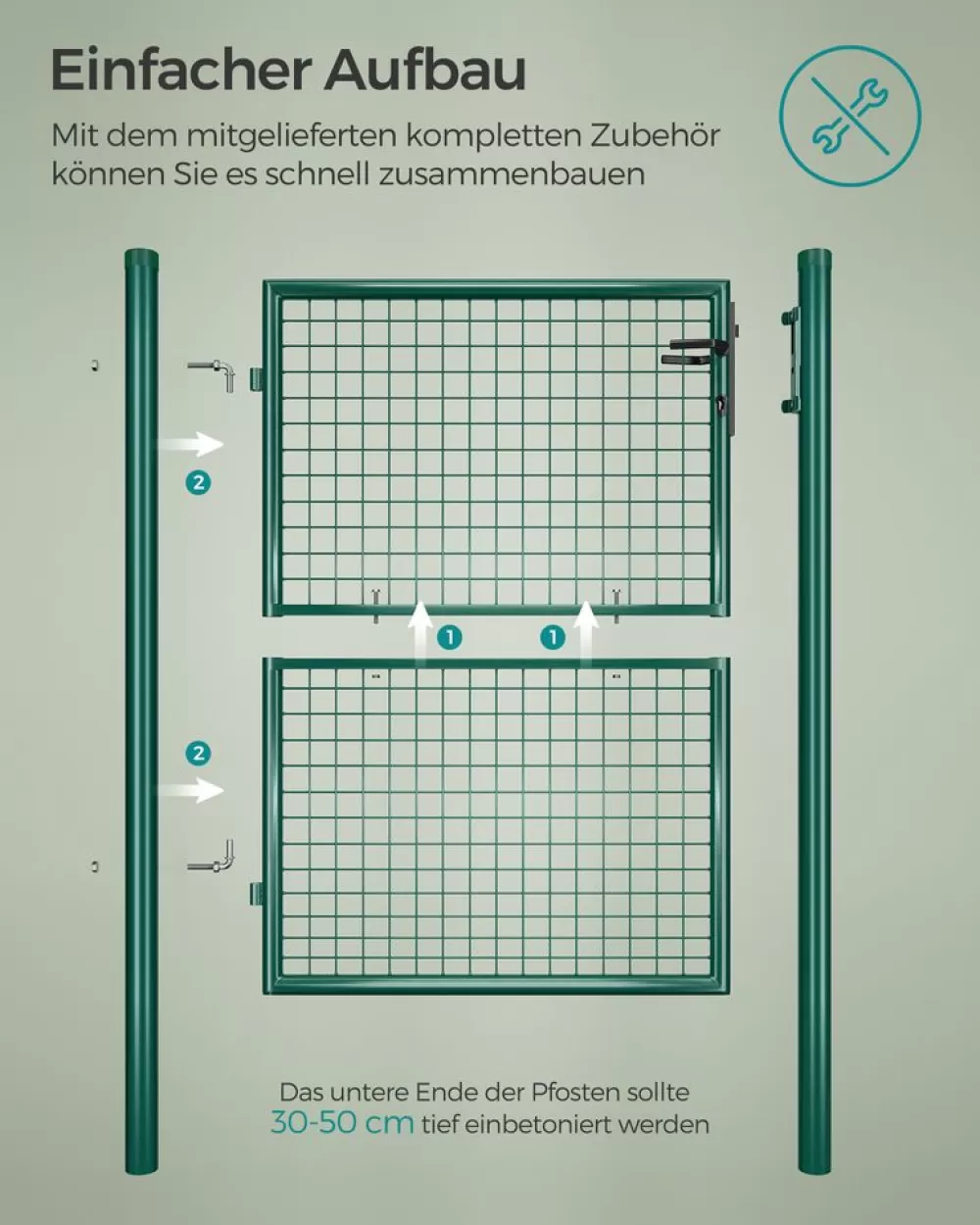 gartentor_aus_verzinktem_stahl_grn_6.webp Clearance SONGMICS Gartentor aus verzinktem Stahl grün
