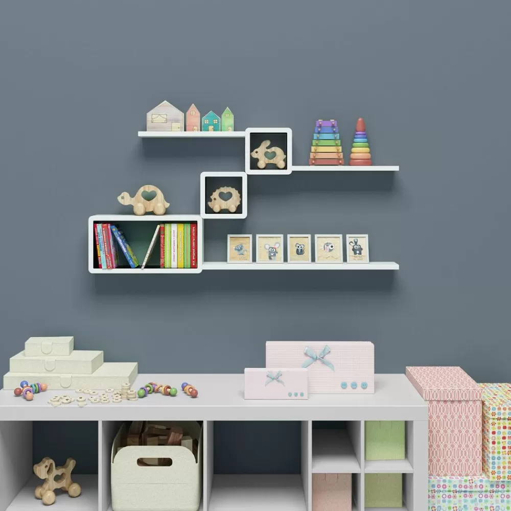 geometrische_wandregale_er_set_wei_2.webp Cheap SONGMICS Geometrische Wandregale 3er Set Weiß