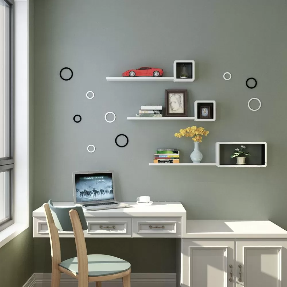 geometrische_wandregale_er_set_wei_3.webp Cheap SONGMICS Geometrische Wandregale 3er Set Weiß