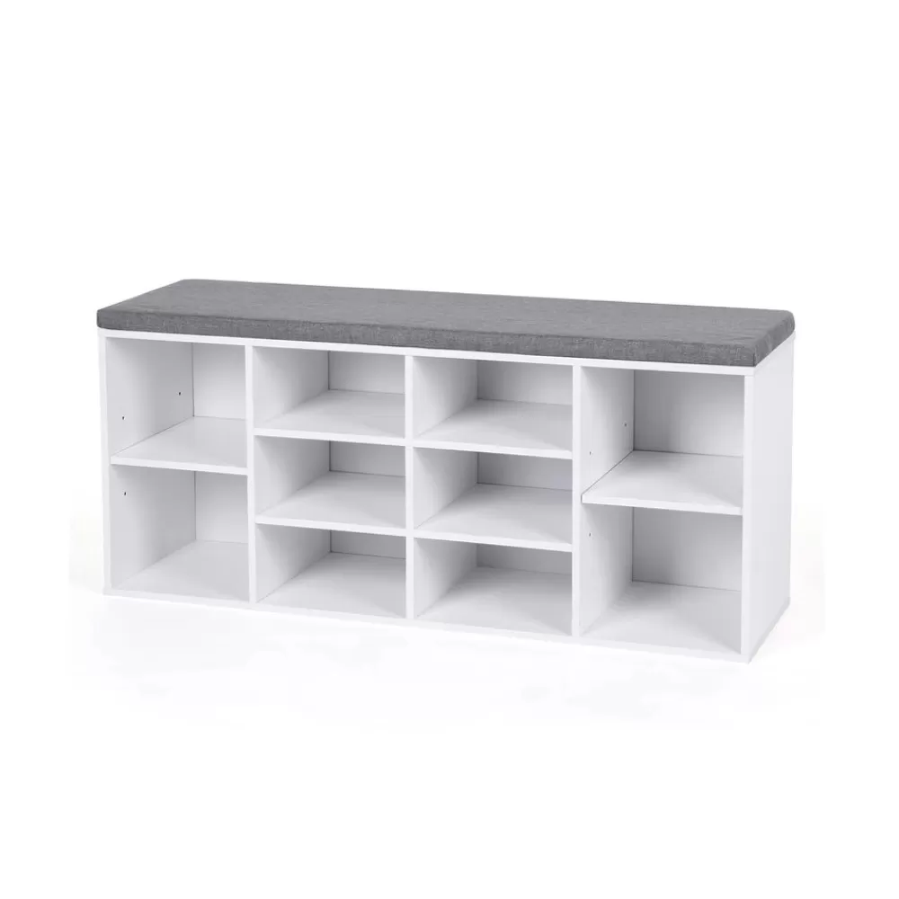 Best SONGMICS Gepolsterte Schuhbank Weiß-Grau