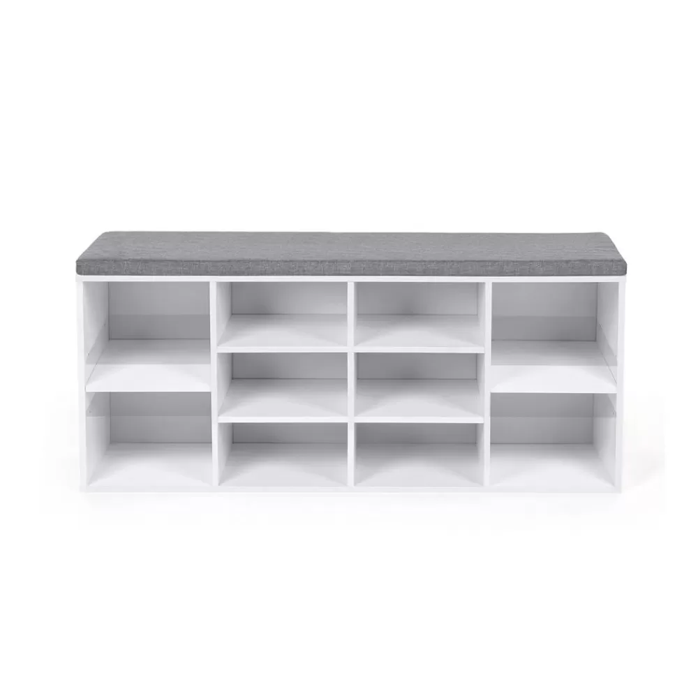 Best SONGMICS Gepolsterte Schuhbank Weiß-Grau