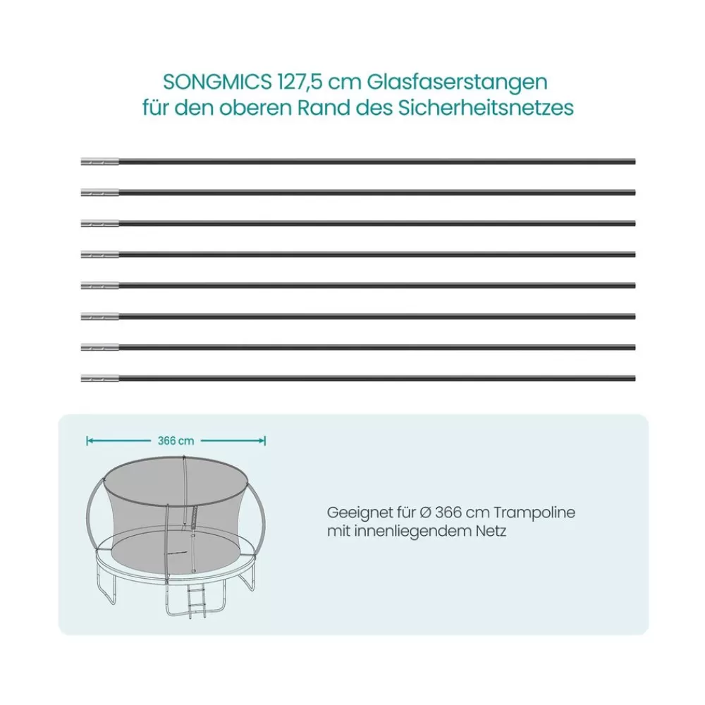 Best Sale SONGMICS 8 Glasfaserstangen 127,5 cm für den oberen Rand