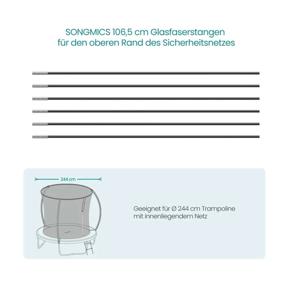 Hot SONGMICS 6 Glasfaserstangen 106,5 cm für den oberen Rand