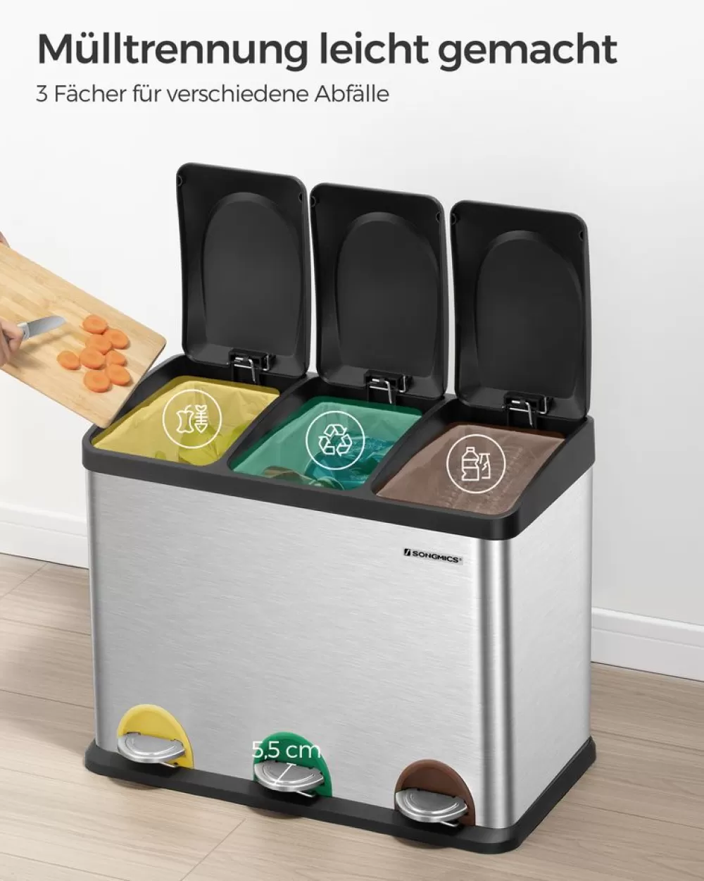 groer_mlltrenner__liter__x__l_2.webp Best SONGMICS Großer Mülltrenner 45 Liter (3 x 15 L)