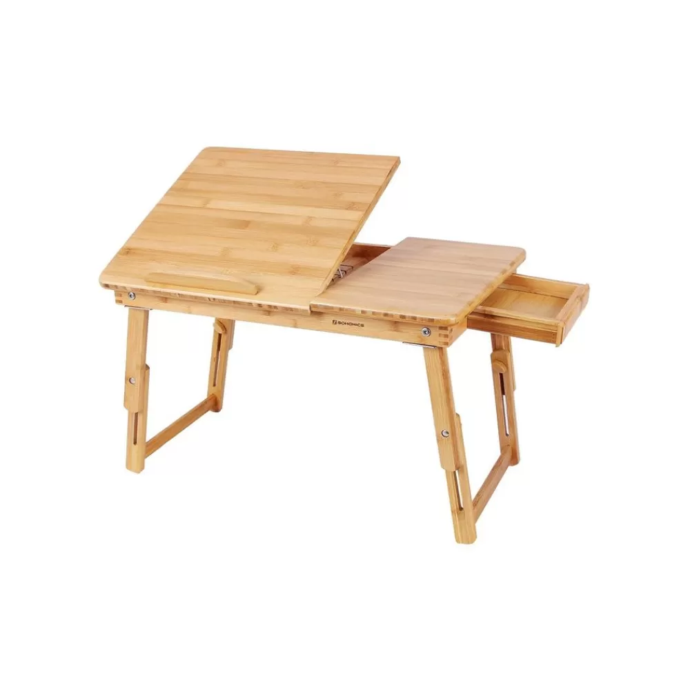 Clearance SONGMICS Höhenverstellbarer Laptoptisch Bambus Holzfarbe