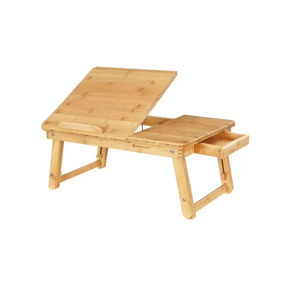 Clearance SONGMICS Höhenverstellbarer Laptoptisch Bambus Holzfarbe