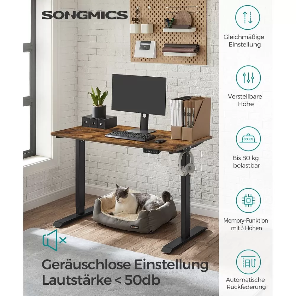 Clearance SONGMICS Höhenverstellbarer Schreibtisch mit 60 x 120 cm Platte