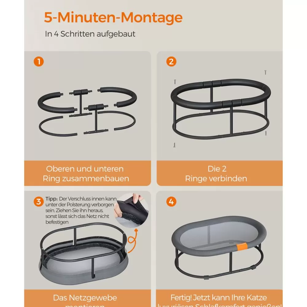 hngematte_fr_katzen_und_hunde_bis_kg_18.webp Sale SONGMICS Hängematte für Katzen und Hunde bis 8kg Grau