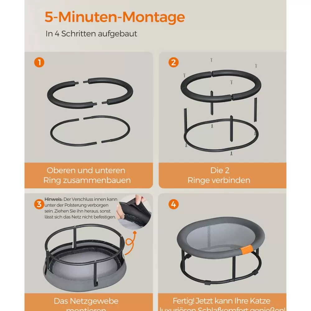 hngematte_fr_katzen_und_hunde_bis_kg_8.webp Sale SONGMICS Hängematte für Katzen und Hunde bis 8kg Grau