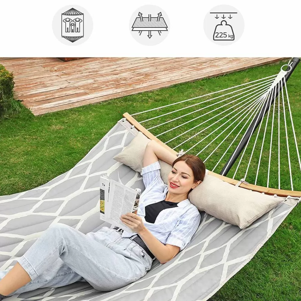Sale SONGMICS Hängematte graue und beige Rauten