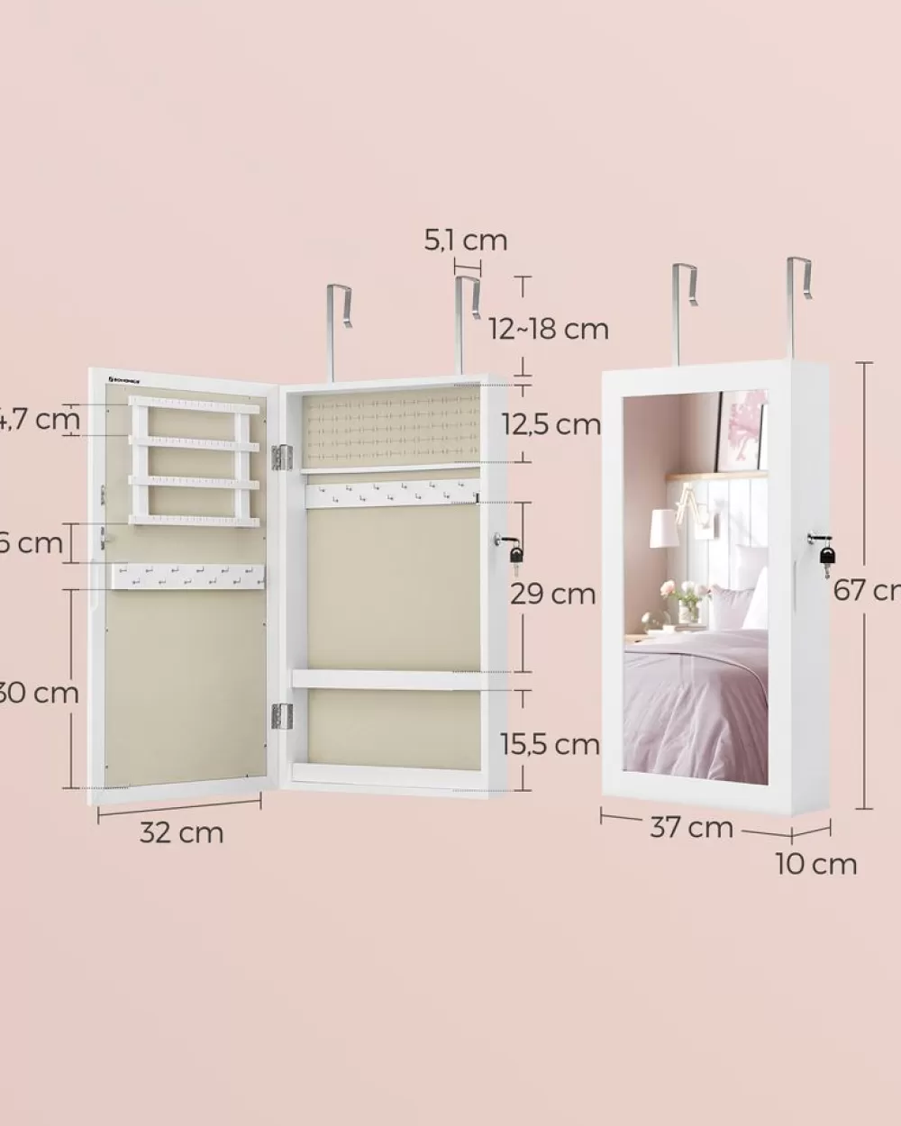 hngender_schmuckschrank_vintagebraun_12.webp Outlet SONGMICS Hängender Schmuckschrank Vintagebraun