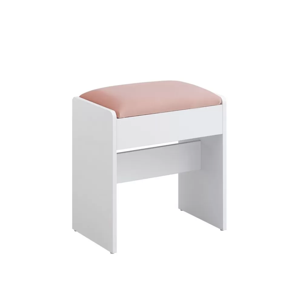 Clearance SONGMICS Hocker Schminktisch aus Samt mattweiß-pastellrosa