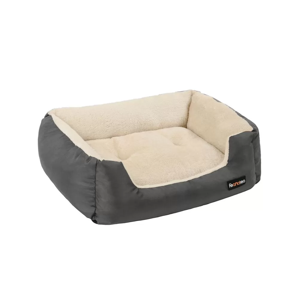 Fashion SONGMICS Hundebett 80 x 65 x 20 cm mit Wendekissen Grau