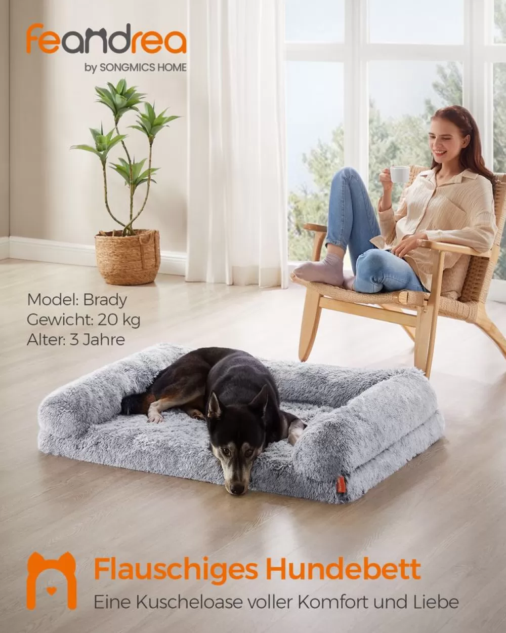 New SONGMICS Hundebett abnehmbar und waschbar Ombré-Grau